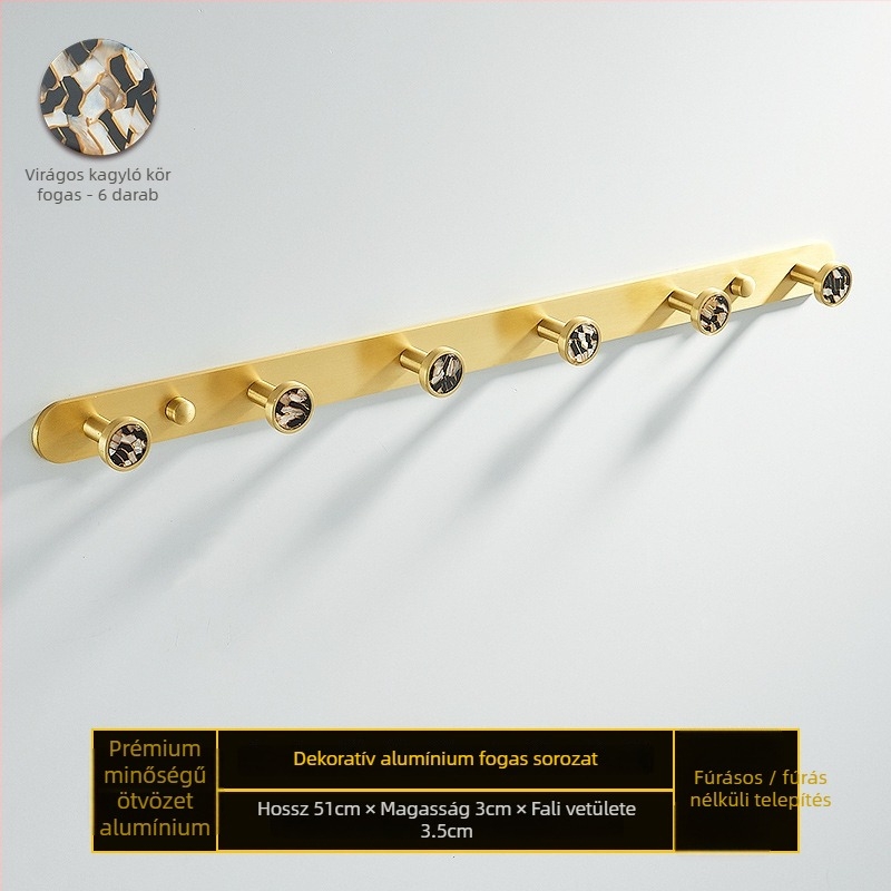 Fürdőszobai kampó alumíniumötvözetből, ragasztós, falra szerelhető fúrás nélkül, kagyló alakú, könnyed luxus stílus, súly 1 kg