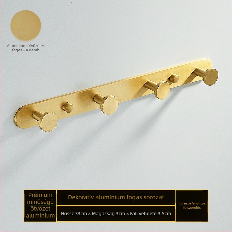 Fürdőszobai kampó alumíniumötvözetből, ragasztós, falra szerelhető fúrás nélkül, kagyló alakú, könnyed luxus stílus, súly 1 kg