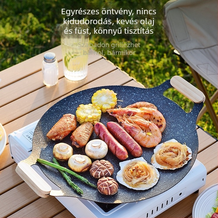 Maifan kő kültéri grilllap - kerek, hordozható, többfunkciós, indukciós tűzhely-kompatibilis