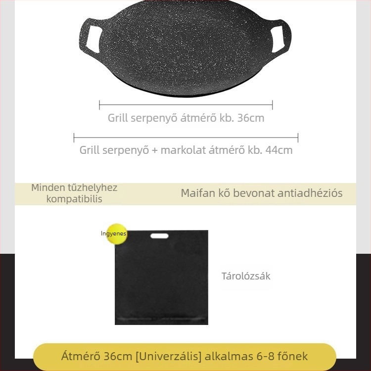 Maifan kő kültéri grilllap - kerek, hordozható, többfunkciós, indukciós tűzhely-kompatibilis