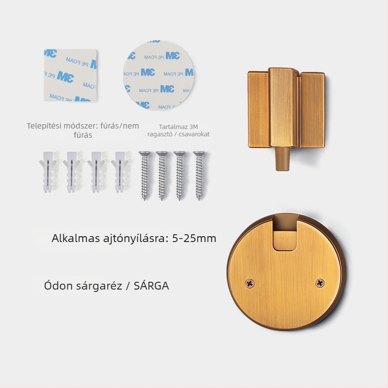 BAGB Szélálló padlóra rögzített ajtófogantyú – fúrás nélkül, anti‑ütközés, tolás-húzás (Model FFDX, anyag: cinkötvözet, felület: elektroplatálás)