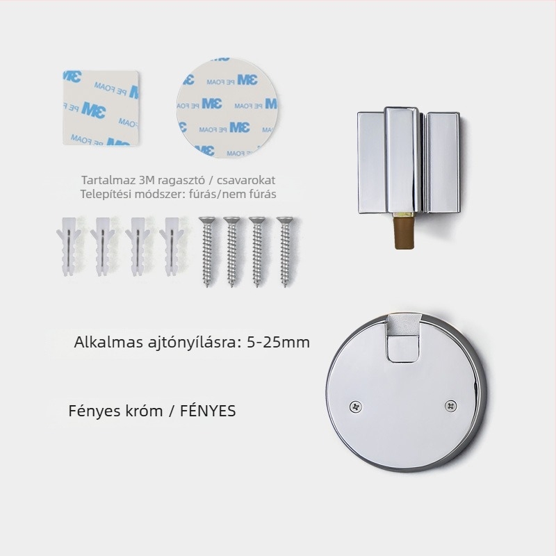 BAGB Szélálló padlóra rögzített ajtófogantyú – fúrás nélkül, anti‑ütközés, tolás-húzás (Model FFDX, anyag: cinkötvözet, felület: elektroplatálás)