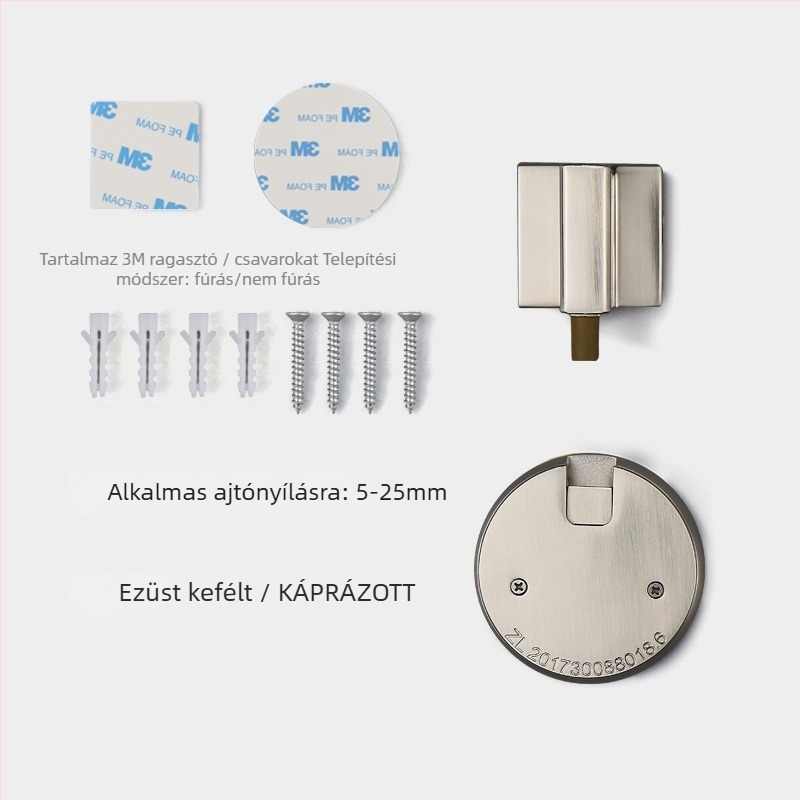 BAGB Szélálló padlóra rögzített ajtófogantyú – fúrás nélkül, anti‑ütközés, tolás-húzás (Model FFDX, anyag: cinkötvözet, felület: elektroplatálás)