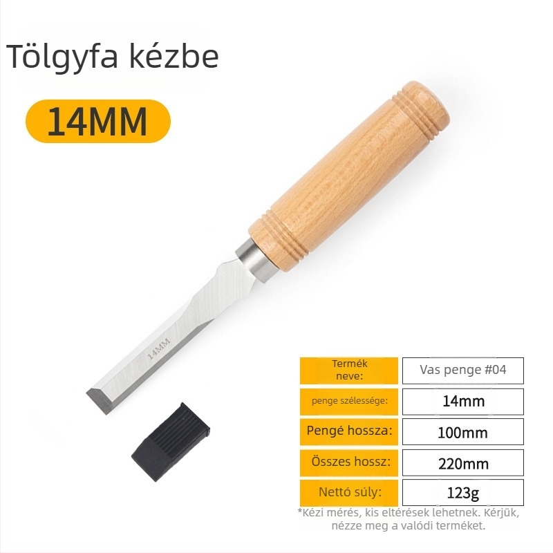 Fafaragó eszközök készlet manganacél pengékkel és bükkfa nyéllel – lapos és félköríves vésők