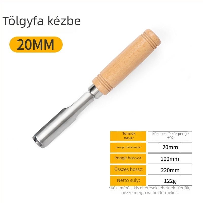 Fafaragó eszközök készlet manganacél pengékkel és bükkfa nyéllel – lapos és félköríves vésők