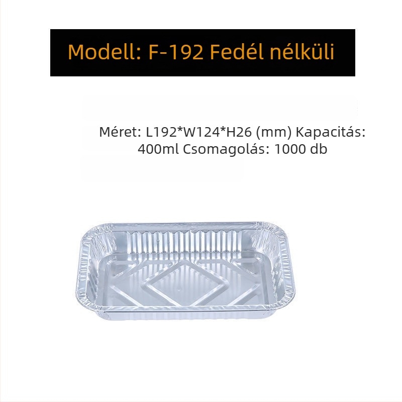 Alufóliából készült vastagított, sík sütőtepsi grillsütéshez és sütéshez, egyszer használatos csomagoló doboz házhozszállításhoz, testreszabható logó szitanyomással, biológiailag lebomló, mikrohullámú sütőben nem használható