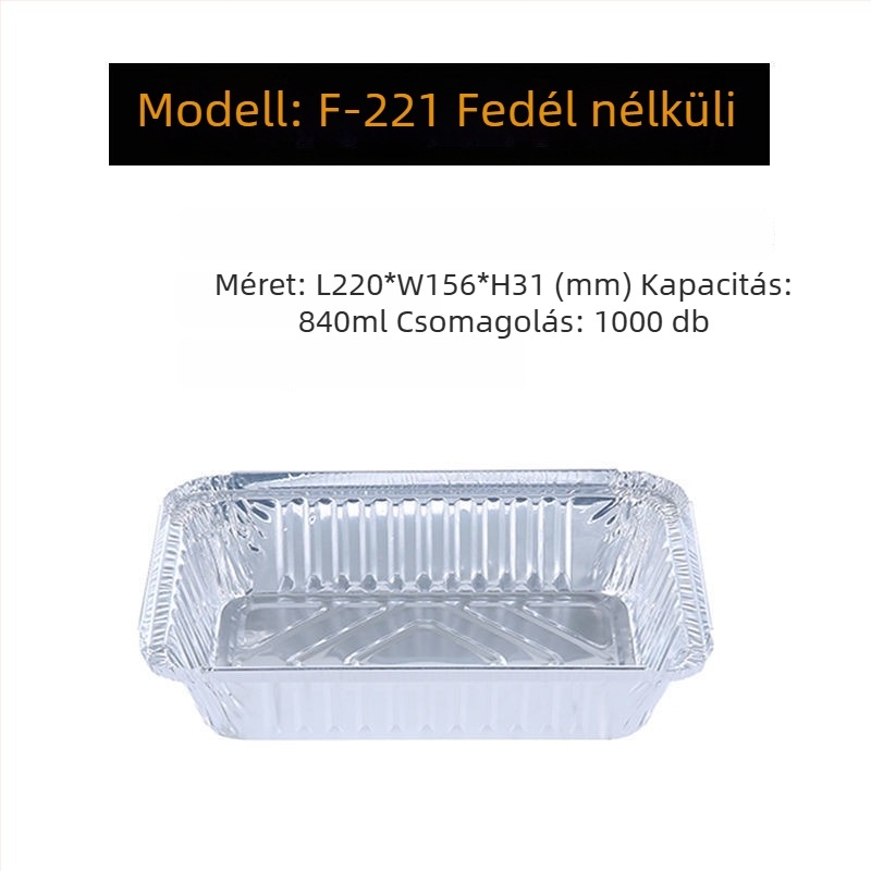Alufóliából készült vastagított, sík sütőtepsi grillsütéshez és sütéshez, egyszer használatos csomagoló doboz házhozszállításhoz, testreszabható logó szitanyomással, biológiailag lebomló, mikrohullámú sütőben nem használható