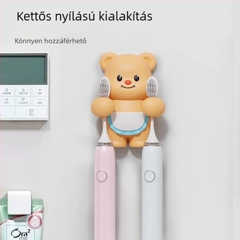 Falra szerelhető fogkefetartó - fúrás nélküli, műanyag, beépített tartó