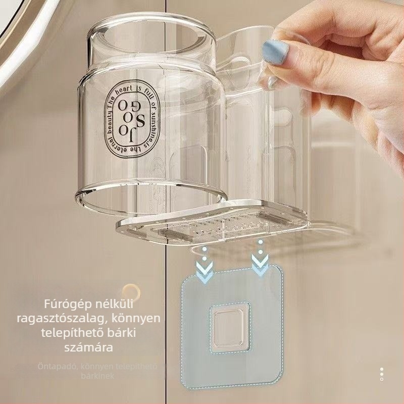 Jingyi Elektromos Fogkefetartó, Falra Szerelhető Szívókoronggal, PET Anyag, Fúrás Nélkül, Fogkrémkészlet