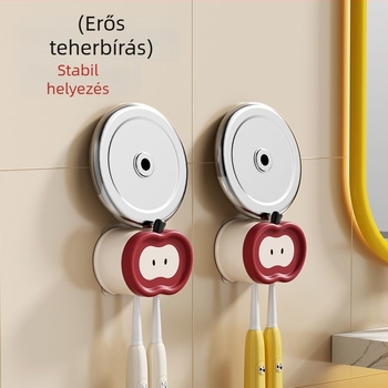 Falra szerelhető műanyag fogkefetartó, fúrás nélkül, 2 rekesz, fürdőszobába