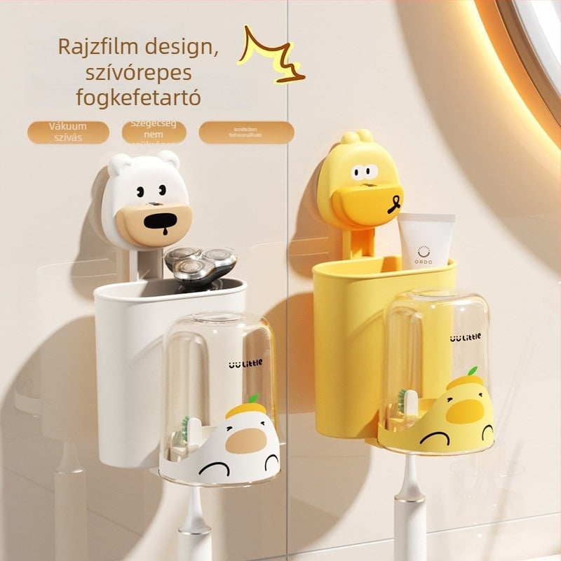 Falra szerelhető fogkefetartó szívóval, műanyagból, 1 db fogkeféhez