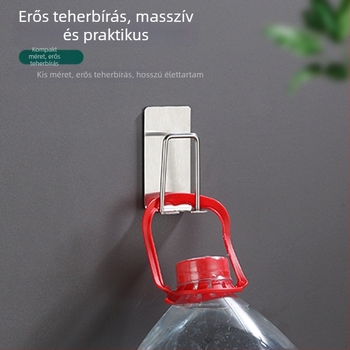 Rozsdamentes acél fogkefetartó, falra szerelhető, fúrás nélkül, öblítő pohár tartóval, logóval ellátott