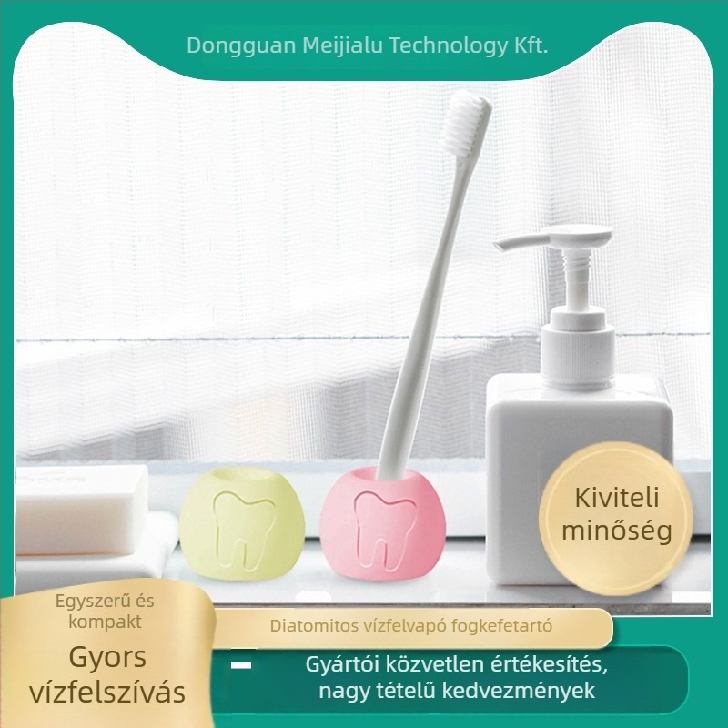 Diatomit fogkefetartó – beépített rögzítés, tároló megoldás, nyomtatott logó, testreszabható magánmárka (Meijialu)
