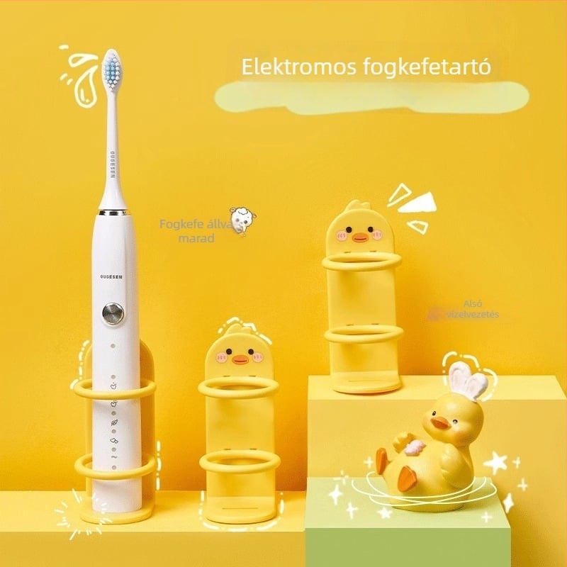 Elektromos fogkefe tároló, falra szerelhető, fúrás nélkül, műanyag tartó a fürdőszobába