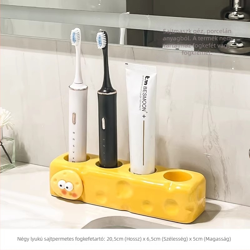 Fogkefetartó fúrás nélküli szereléssel, műanyag, 2 rekesz, modell nlysj