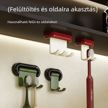 Fali fogkefetartó – fúrás nélkül, vákuumos rögzítés, műanyag, mágneses