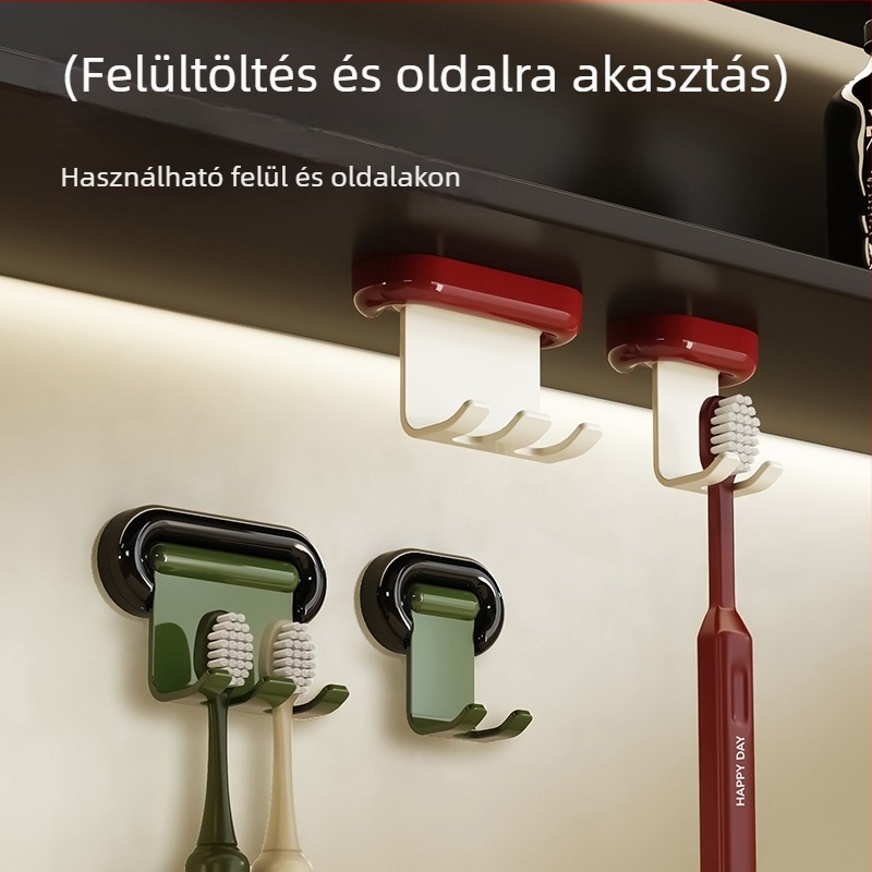 Fali fogkefetartó – fúrás nélkül, vákuumos rögzítés, műanyag, mágneses