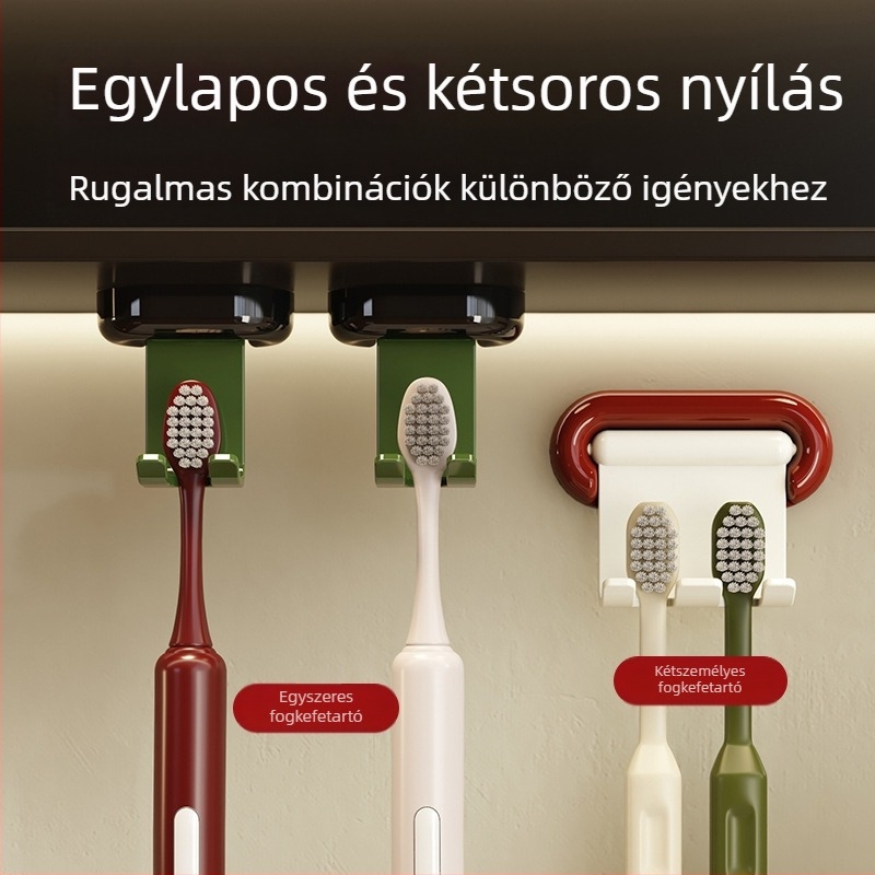 Fali fogkefetartó – fúrás nélkül, vákuumos rögzítés, műanyag, mágneses