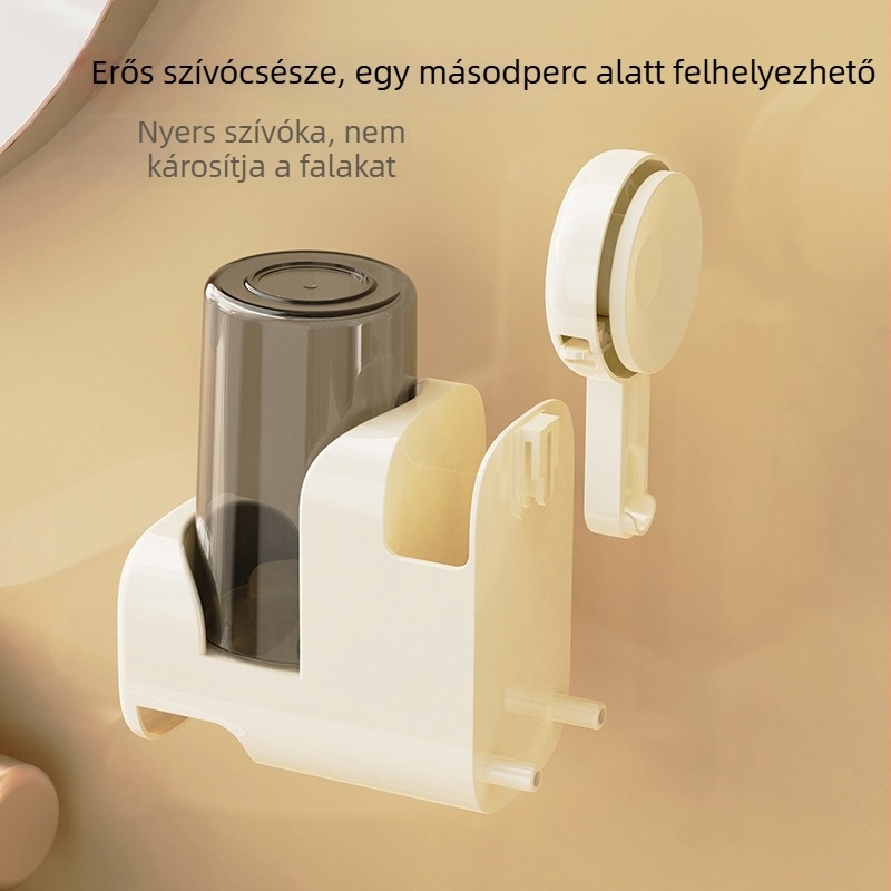 Fali fogkefetartó vákuumos rögzítésű, műanyagból, szerelés furat nélkül, 60 darabos doboz