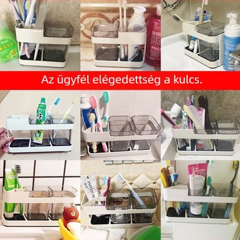 2-in-1 fogkefetartó és pohár, fúrás nélküli szerelés, műanyag, Fast Dijia
