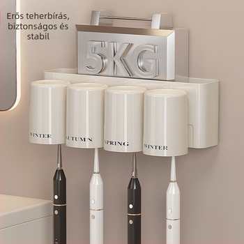 Kitchen Trend Fogkefetartó - falra szerelhető, fúrás nélkül, műanyag, fogkrém adagoló