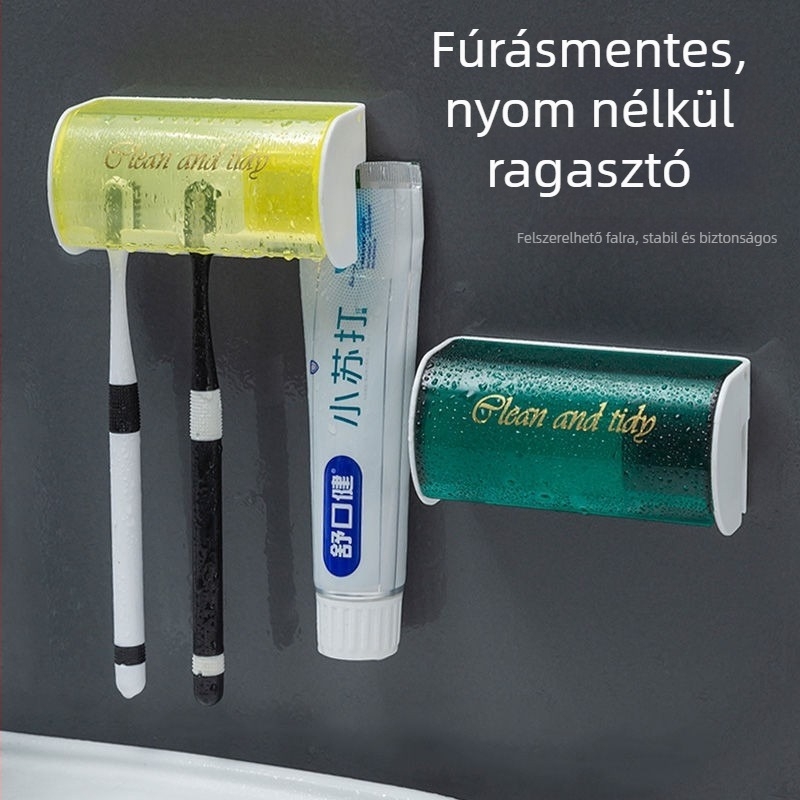 Fogkefetartó, falra szerelhető, fúrás nélkül, műanyag tároló