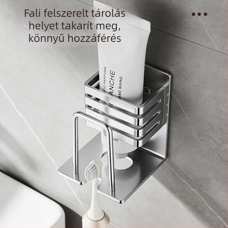 Fali fogkefetartó pohárral és szájöblítő pohárral, vákuumos rögzítés, fém