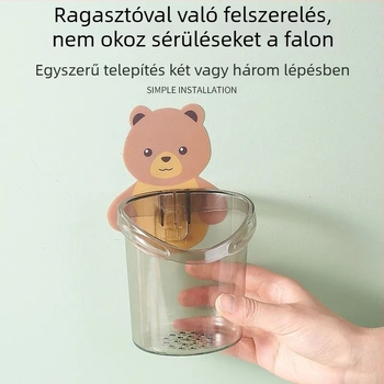 Falra szerelhető fogkefetartó, fúrás nélkül, leereszthető, műanyag