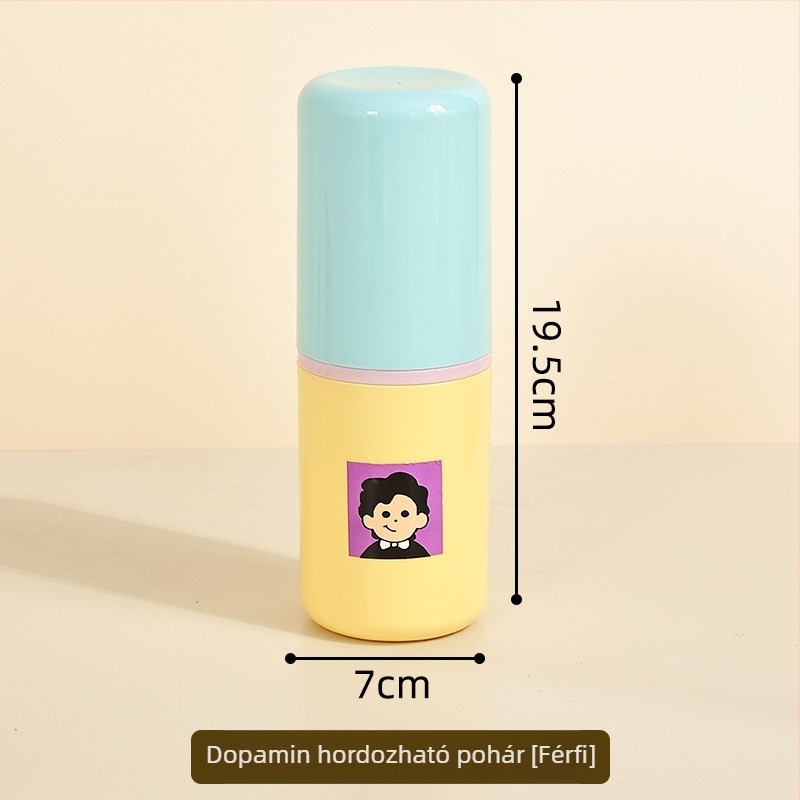 Fogkefetartó - utazó, hordozható 3-in-1 fogkefés pohár és öblítő pohár tároló dobozzal, műanyag, egyszerű stílus