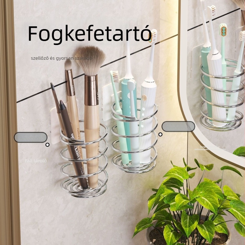Elektromos fogkefetartó vákuumos rögzítésű, rozsdamentes acél, fúrás nélküli falra szerelhető