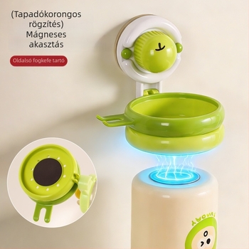 Falra szerelhető fogkefetartó vákuumos rögzítéssel és mágneses szájöblítő pohárral - ABS műanyag