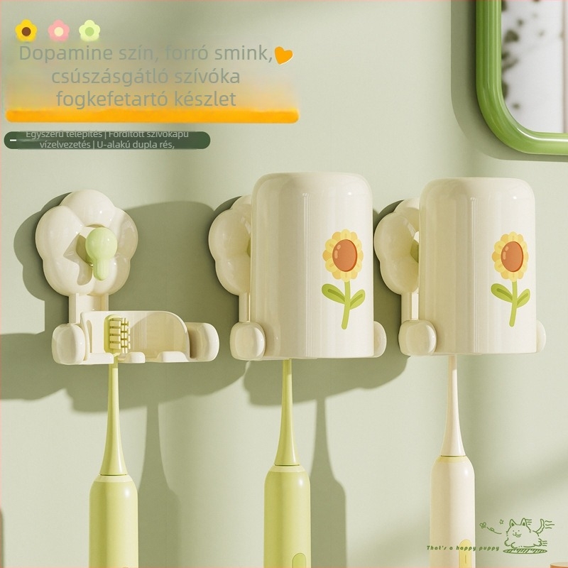 Suction Cup fogkefetartó készlet a fürdőszobába, ABS anyagból, fúrás nélkül, szájöblítő pohárral, 90 darabos csomag