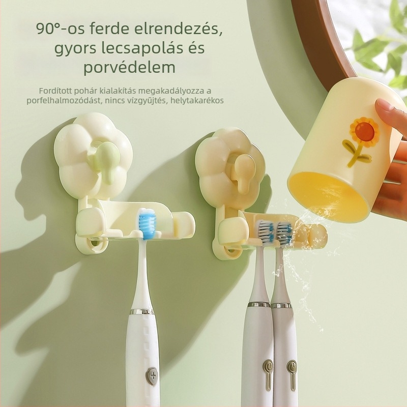 Suction Cup fogkefetartó készlet a fürdőszobába, ABS anyagból, fúrás nélkül, szájöblítő pohárral, 90 darabos csomag