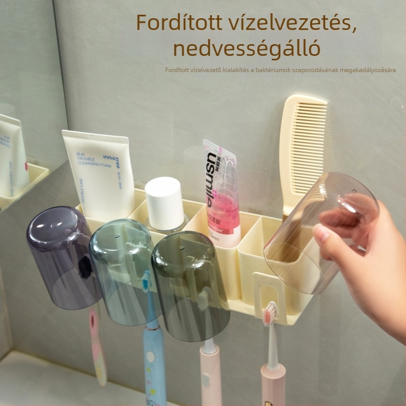 Fali fogkefetartó szívócsészével a fürdőszobába, fúrás nélkül