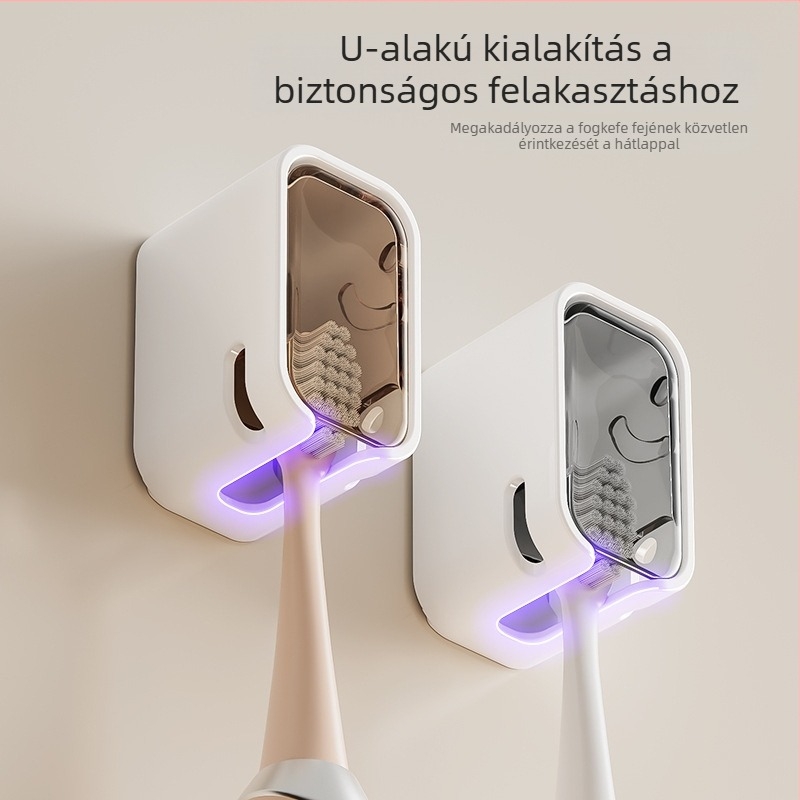 Fali fogkefetartó fedővel, porálló, elektromos fogkefékhez