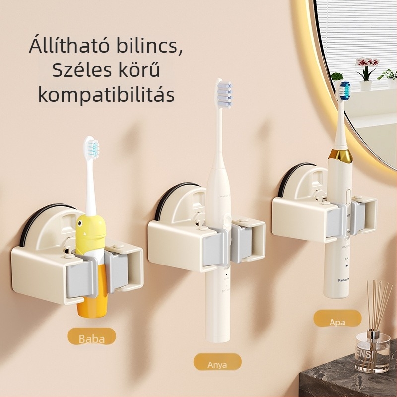 Elektromos fogkefetartó szívókorongos falra szerelhető, fúrás nélkül, pároknak