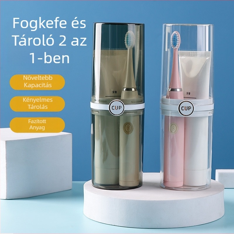 Műanyag fogkefetartó, 20 rekesz, fúrás nélküli szerelés, logó nyomtatás lehetséges, testreszabható