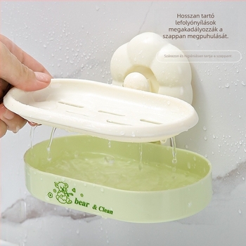 Fali szappontartó szívókoronggal és csepegtető tálcával – ABS anyag