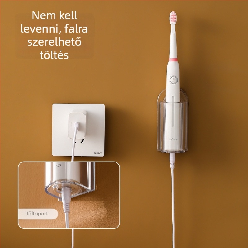FaSoLa falra szerelhető elektromos fogkefetartó töltéssel, fúrás nélkül, fürdőszobába