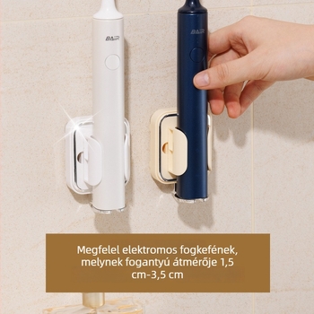 Fali elektromos fogkefetartó, fúrás nélküli, műanyagból, vízelvezető alap