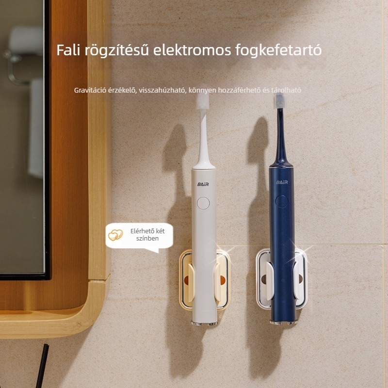 Fali elektromos fogkefetartó, fúrás nélküli, műanyagból, vízelvezető alap