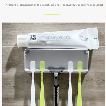 Fali fogkefetartó fedéllel, fúrás nélküli telepítés, fürdőszobába, gyerekeknek