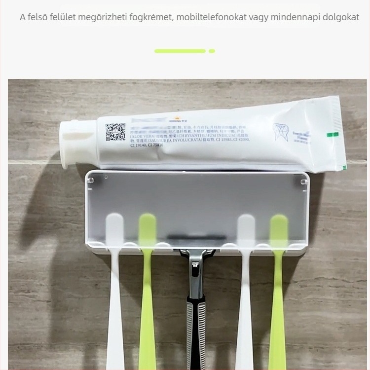 Fali fogkefetartó fedéllel, fúrás nélküli telepítés, fürdőszobába, gyerekeknek