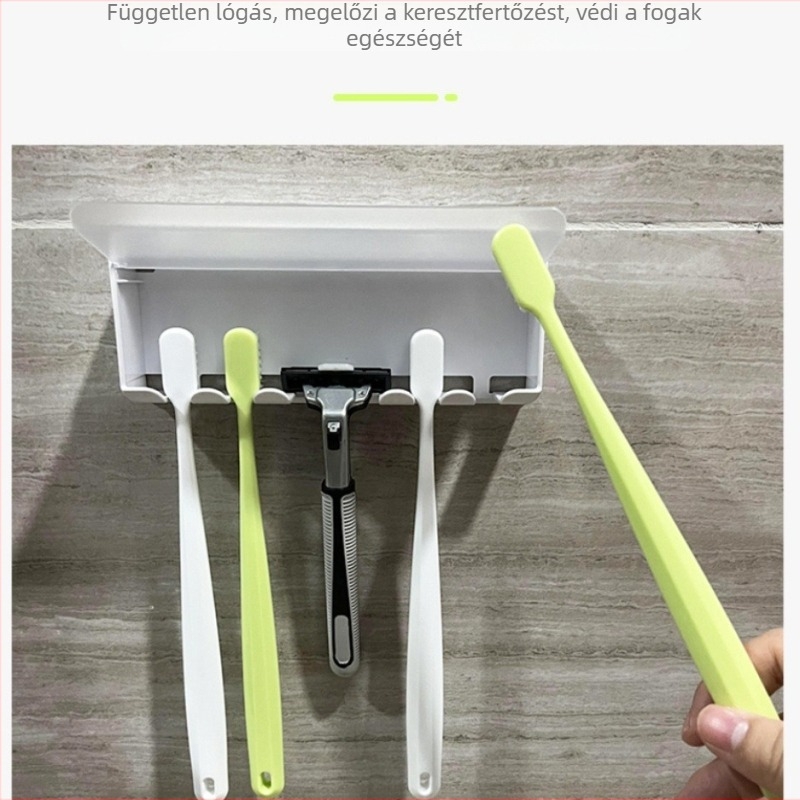 Fali fogkefetartó fedéllel, fúrás nélküli telepítés, fürdőszobába, gyerekeknek