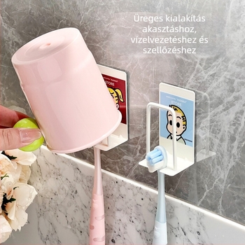 Fali fogkefetartó visszafolyóval a szájöblítő pohárhoz, fém tároló