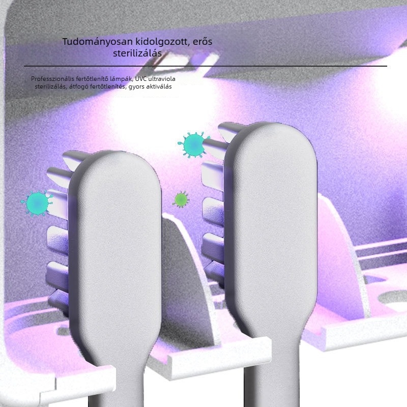 Fogkefetartó UV sterilizálással, automatikus fertőtlenítés, falra szerelhető, fúrás nélkül (Es901a)