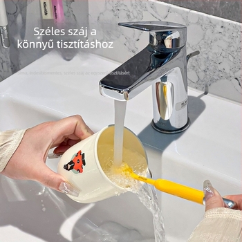 Fali fogkefetartó, fúrás nélküli rögzítés, műanyagból, pohár szájvízhez tartóval