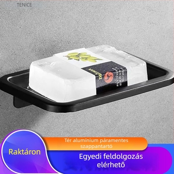 Tenace Falra szerelhető szappantartó, űr-alumíniumból és rozsdamentes acélból, lefolyóval, fürdőszobába