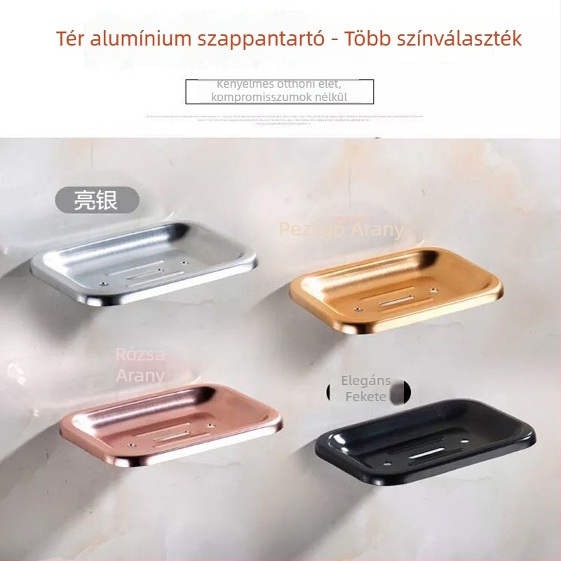 Tenace Falra szerelhető szappantartó, űr-alumíniumból és rozsdamentes acélból, lefolyóval, fürdőszobába