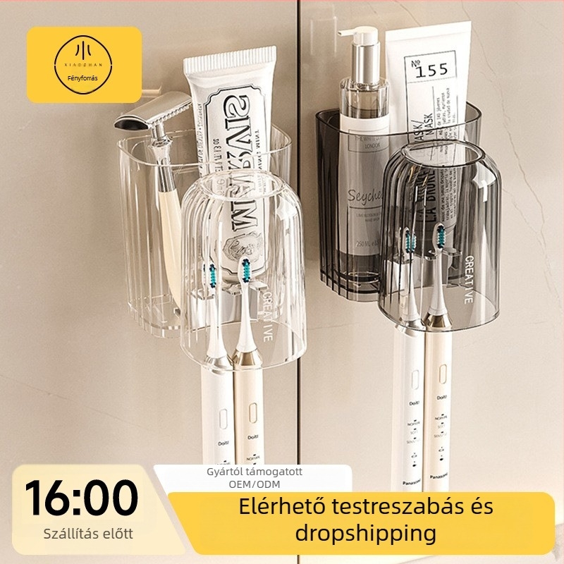 Fali fogkefetartó – fúrás nélkül, műanyagból, elegáns készlet